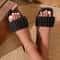 Simple Pleated Summer Slippers Casual SquareToe Beach FlipFlops 1