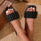 Simple Pleated Summer Slippers Casual SquareToe Beach FlipFlops 1