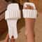 Simple Pleated Summer Slippers Casual SquareToe Beach FlipFlops 2