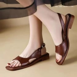 retro square-head chunky sandals – summer fashionable versatile open-toe heels