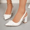 Luxury Block Heel Baotou Sandals Elegant PointedToe Bow High Heels 1