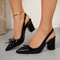 Luxury Block Heel Baotou Sandals Elegant PointedToe Bow High Heels 3