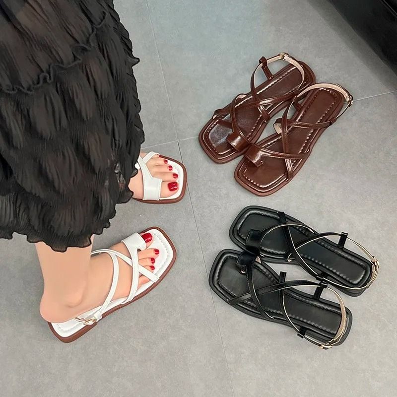 Modern Elastic Band Rome Sandals Simple Fashionable Summer Beach Flats 0