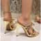Luxury Gold Stiletto Sandals Elegant PointedToe Bowtie Party Pumps 2