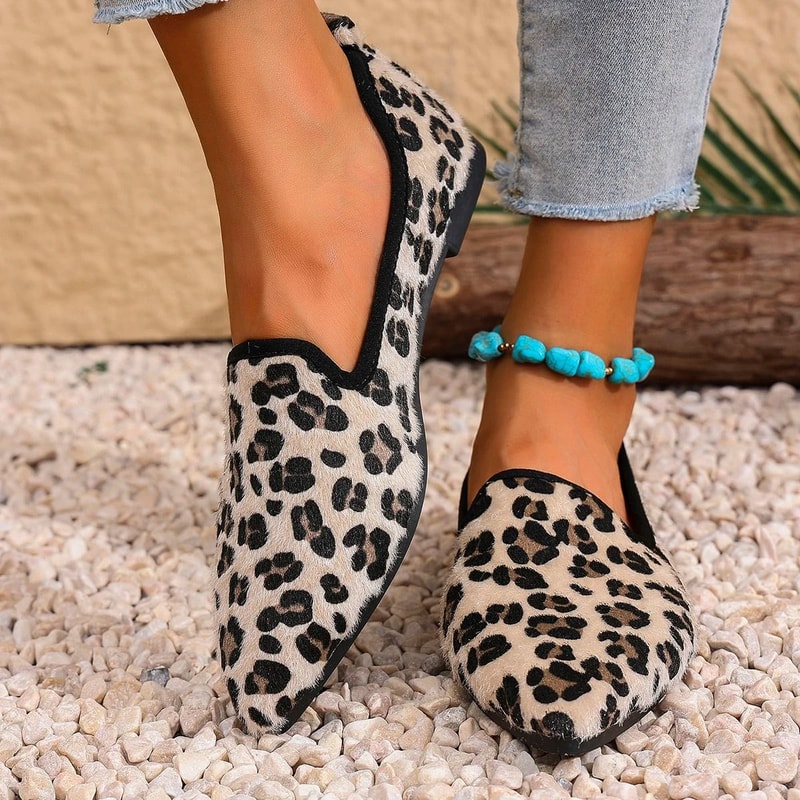 Fashion Leopard PointedToe Loafers Casual WearResistant Walking Flats 5
