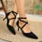 Suede CrossStrap Roman Sandals Elegant PointedToe Stiletto Heels 0