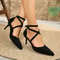Suede CrossStrap Roman Sandals Elegant PointedToe Stiletto Heels 0