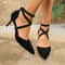 Suede CrossStrap Roman Sandals Elegant PointedToe Stiletto Heels 5