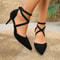 Suede CrossStrap Roman Sandals Elegant PointedToe Stiletto Heels 5