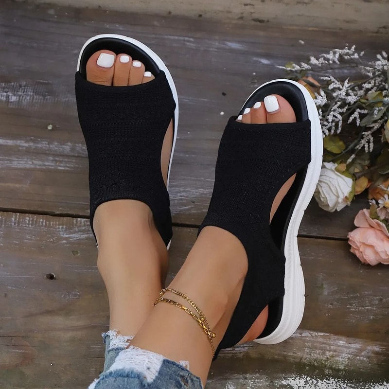 Mesh Knitted Roman Wedge Sandals Breathable Summer Casual Sports Sandals 2
