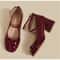 Red Lolita Mary Janes Elegant Thick HighHeel SquareToe Pumps 0