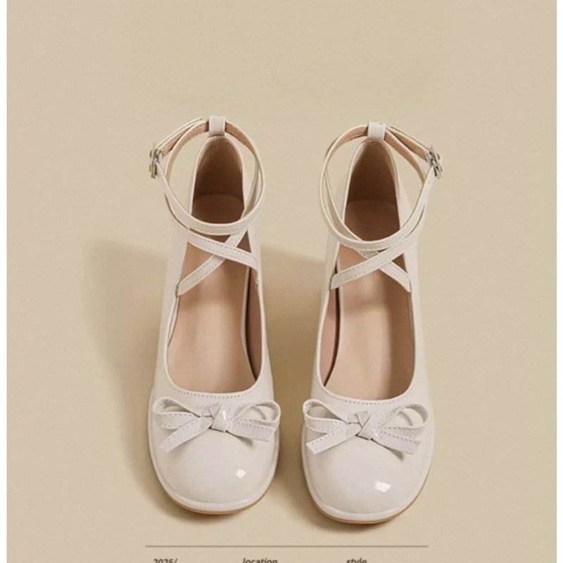 Red Lolita Mary Janes Elegant Thick HighHeel SquareToe Pumps 2