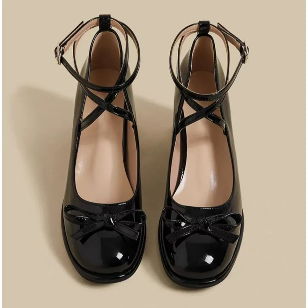 Red Lolita Mary Janes Elegant Thick HighHeel SquareToe Pumps 4