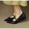 Retro Style ThickHeel Mary Janes Elegant PointedToe Comfort Office Pumps 0