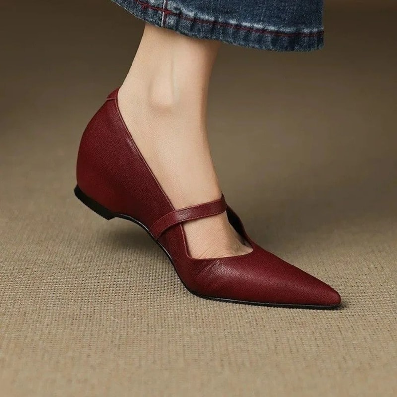Retro Style ThickHeel Mary Janes Elegant PointedToe Comfort Office Pumps 7
