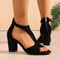 Sexy BackZipper Fish Mouth Sandals Elegant Solid Color Summer High Heels 1