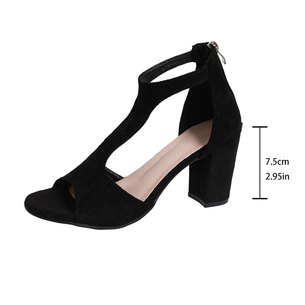 Sexy BackZipper Fish Mouth Sandals Elegant Solid Color Summer High Heels 5