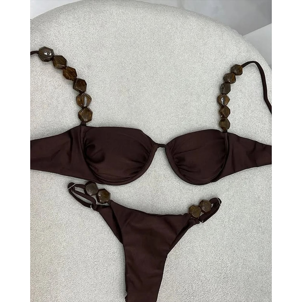 Golden Print HighWaist Bikini Set PushUp Luxury Swimwear 1