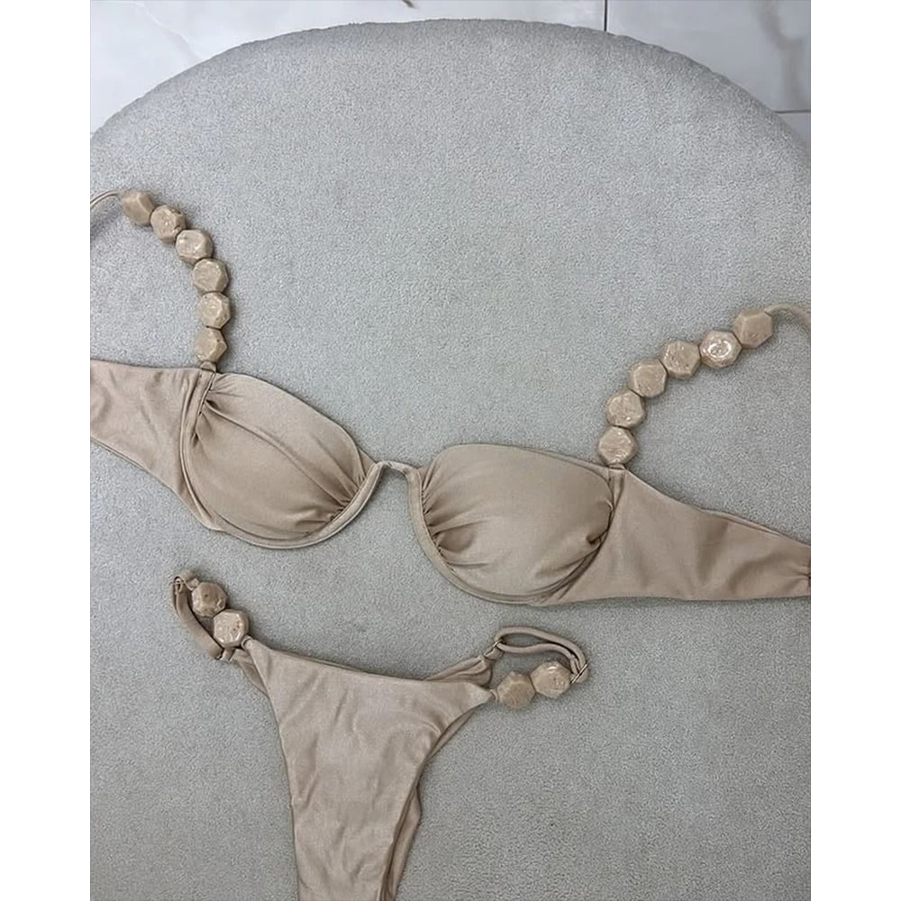 Golden Print HighWaist Bikini Set PushUp Luxury Swimwear 6