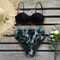 Vintage HalterNeck HighWaist Bikini Elegant Floral Deep Blue Swimwear 6