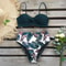 Vintage HalterNeck HighWaist Bikini Elegant Floral Deep Blue Swimwear 8