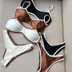 shiny bandeau thong bikini – sexy metallic brazilian swimwear