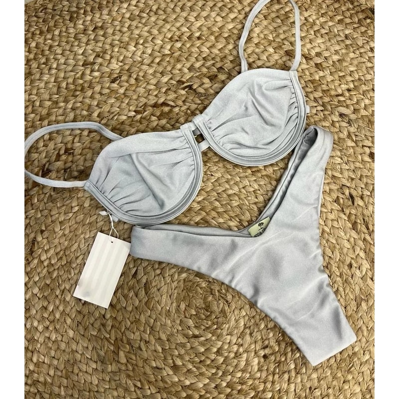 Luxury Print Halter OnePiece PushUp Brazilian Beach Exit Swimsuit 1