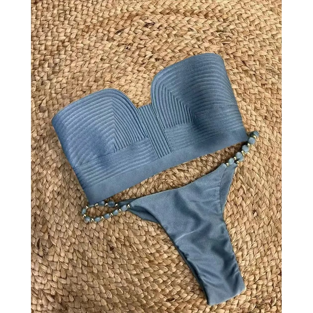 Bandage Stripe Brazilian Bikini Sexy Rope Accent TwoPiece Swimwear 0