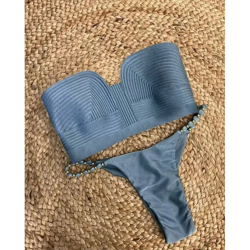 Bandage Stripe Brazilian Bikini Sexy Rope Accent TwoPiece Swimwear 0