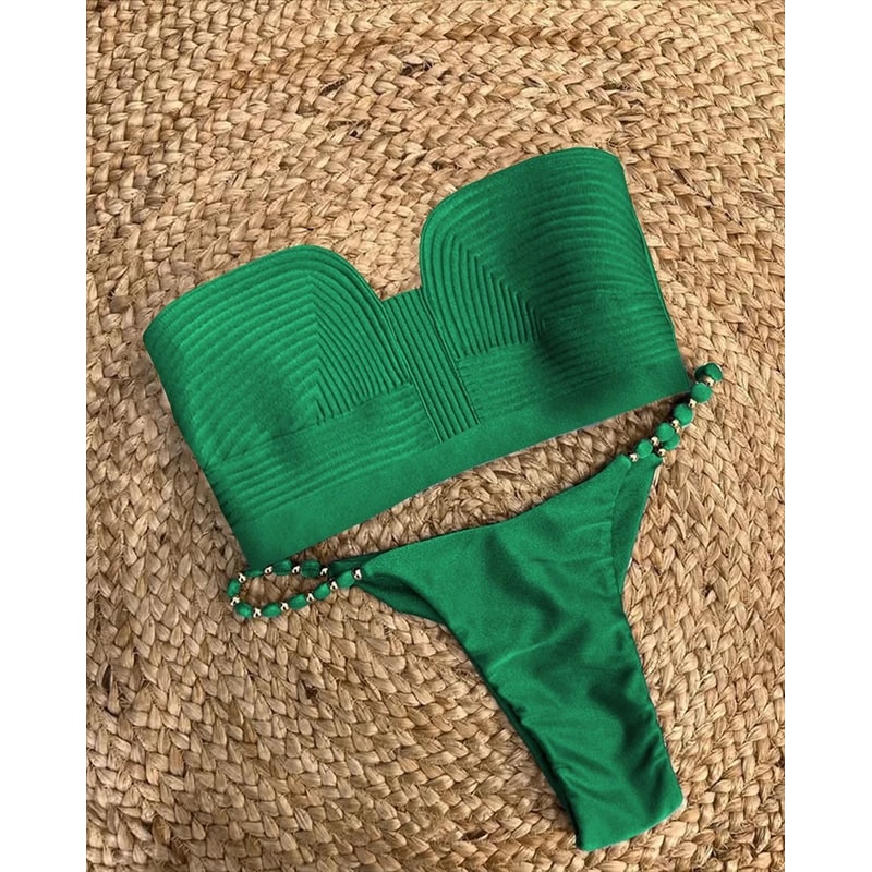 Bandage Stripe Brazilian Bikini Sexy Rope Accent TwoPiece Swimwear 1