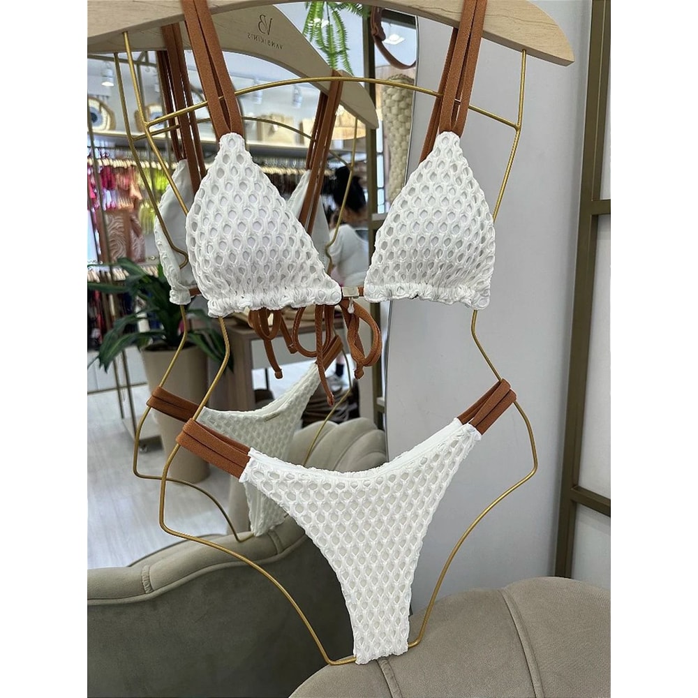 Sexy Golden Print HighWaist Bikini Set PushUp Luxury Swimwear 0