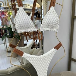 sexy golden print high-waist bikini set – push-up luxury swimwear