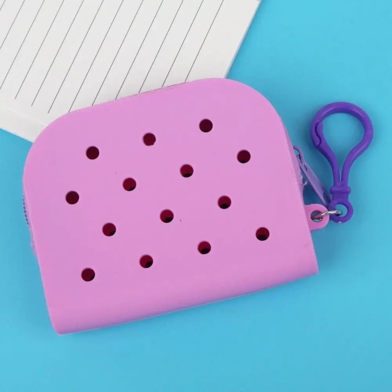 Soft Silicone Mini Hole Wallet Breathable Zipper Coin Purse Card Holder 9