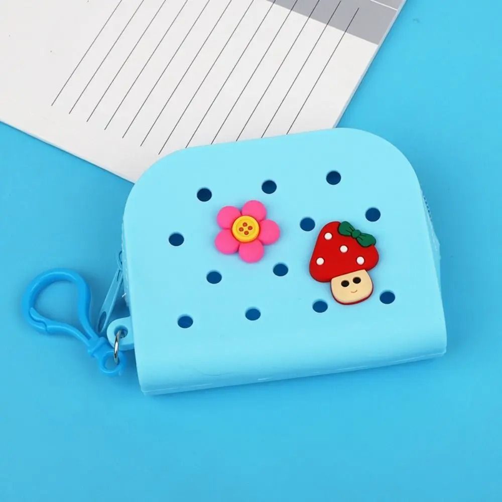 Soft Silicone Mini Hole Wallet Breathable Zipper Coin Purse Card Holder 1