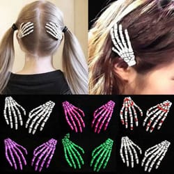 skull hand bone hairpin set – 2-piece ghost skeleton gripper hair clips