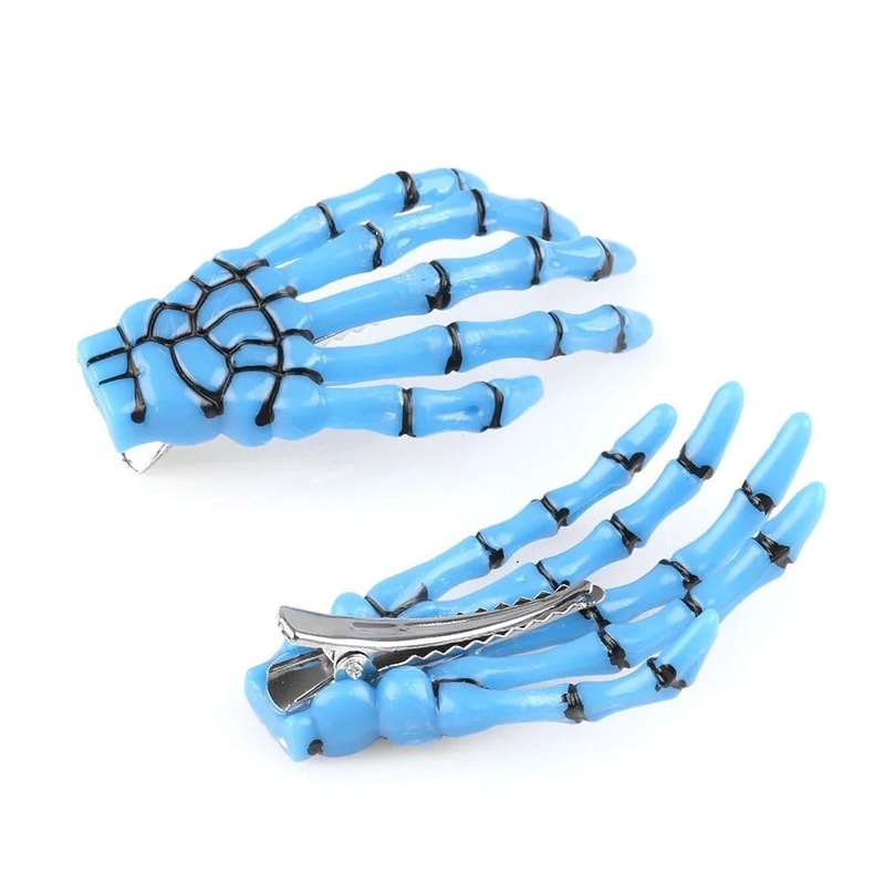 Skull Hand Bone Hairpin Set 2Piece Ghost Skeleton Gripper Hair Clips 9
