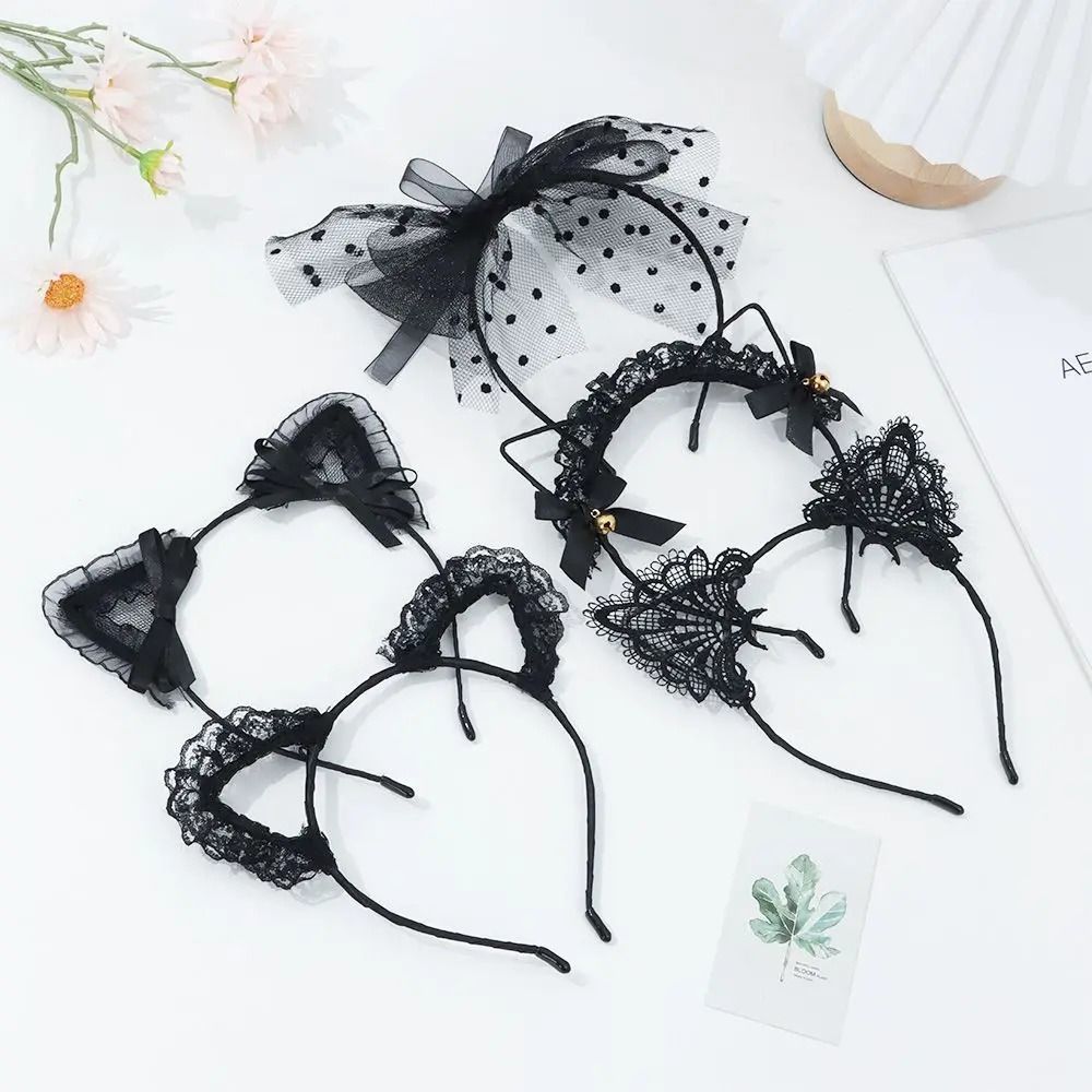 Cute Lace Black Cat Ears Headband Sexy Cosplay Party Hair Accessory 0