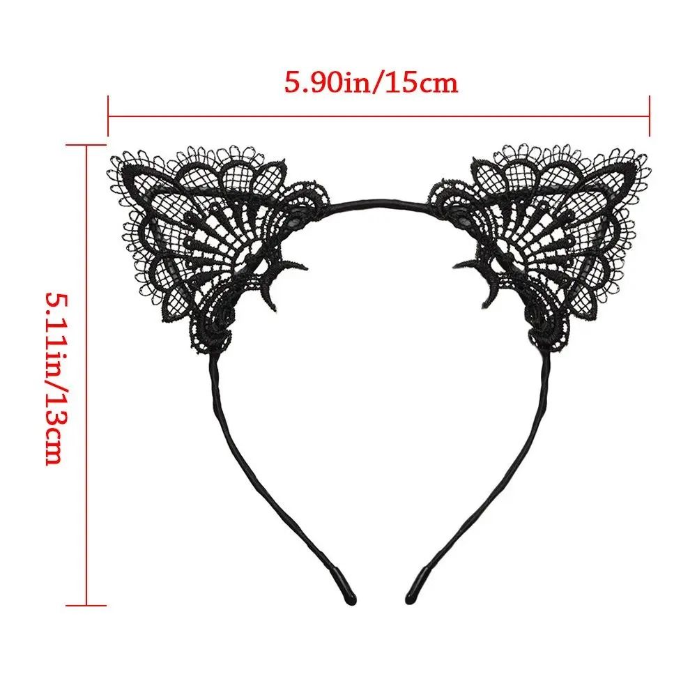 Cute Lace Black Cat Ears Headband Sexy Cosplay Party Hair Accessory 4