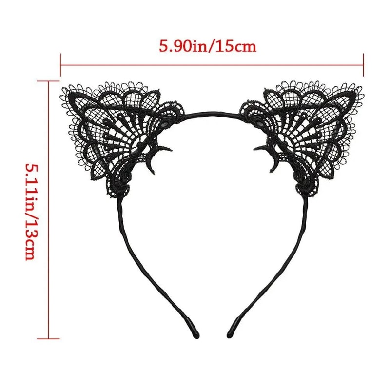 Cute Lace Black Cat Ears Headband Sexy Cosplay Party Hair Accessory 4