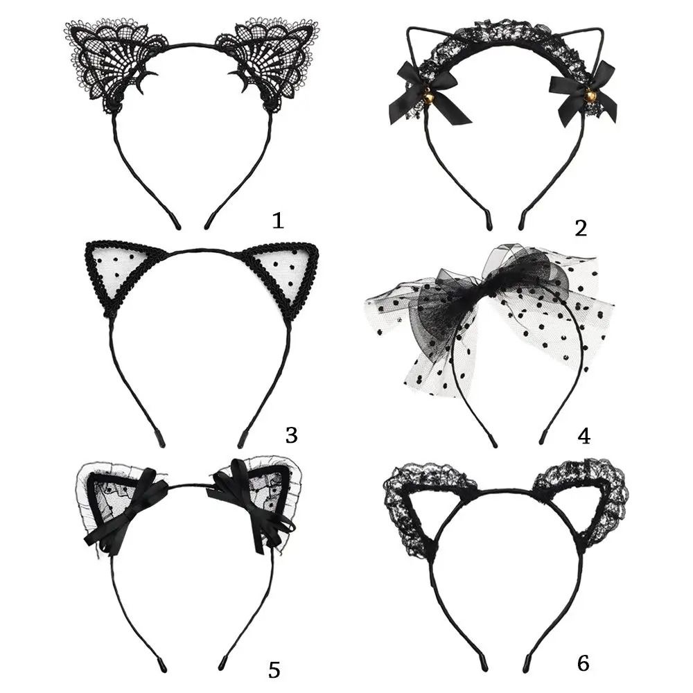 Cute Lace Black Cat Ears Headband Sexy Cosplay Party Hair Accessory 5