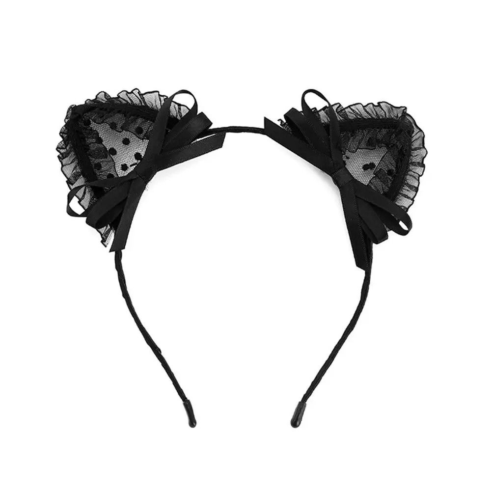 Cute Lace Black Cat Ears Headband Sexy Cosplay Party Hair Accessory 10