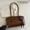 Y2K LargeCapacity Work Shoulder Bag Solid Color Minimalist PU Leather Tote 2