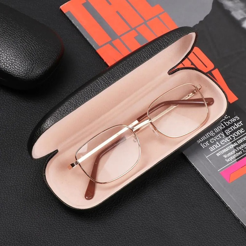 Classic Litchi Grain Glasses Case Waterproof Hard Frame Eyeglass Protector 4