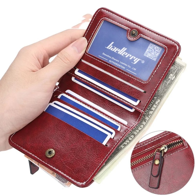 Zipper Mini Vertical Wallet Fashionable PU Leather Square Card Holder Coin Purse 4