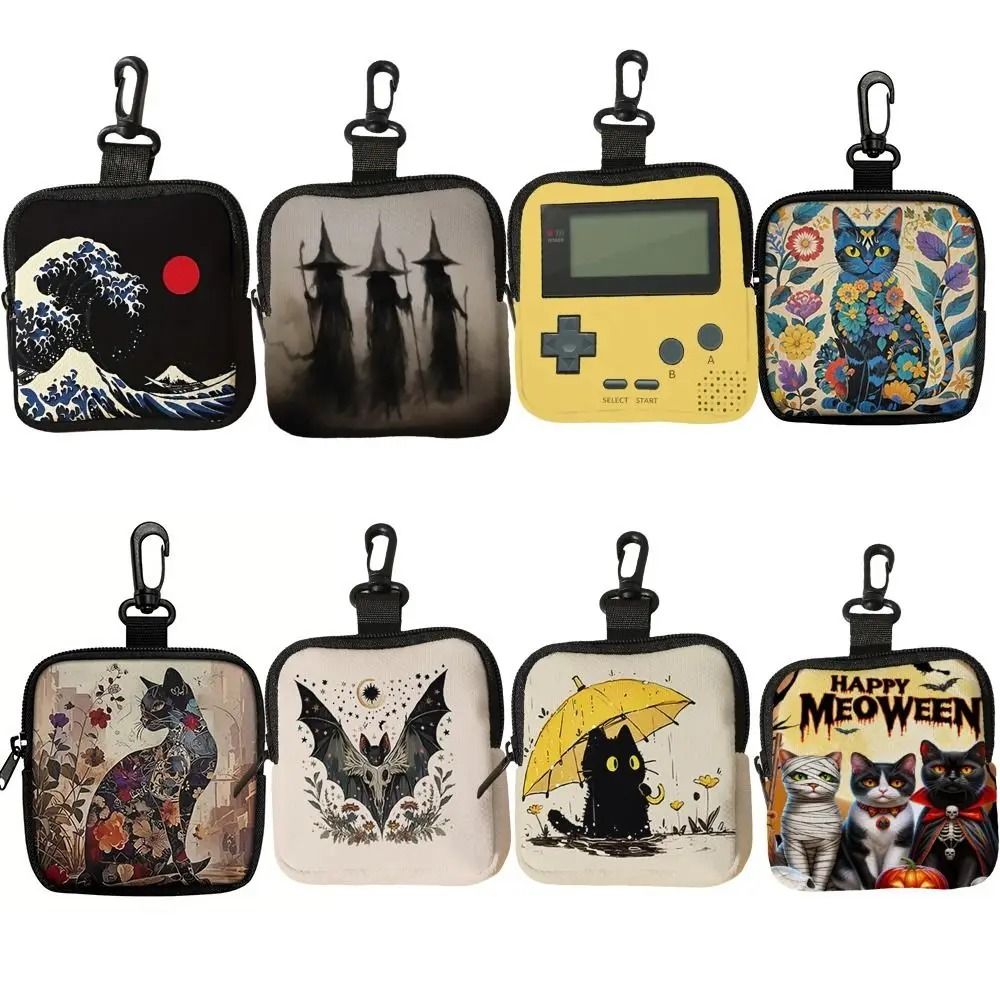 Cat Print Mini Coin Purse Waterproof Artificial Leather Earphone Card Bag 3