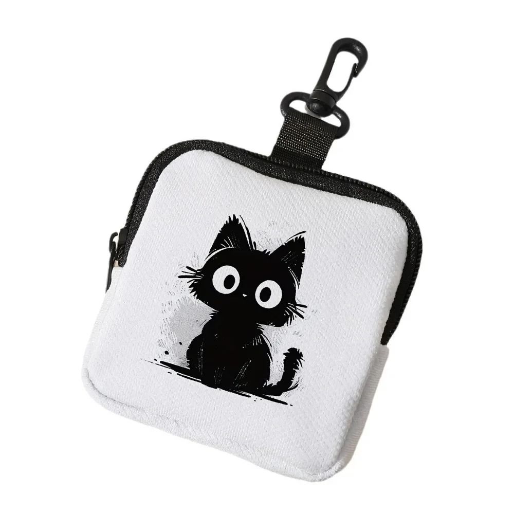 Cat Print Mini Coin Purse Waterproof Artificial Leather Earphone Card Bag 15