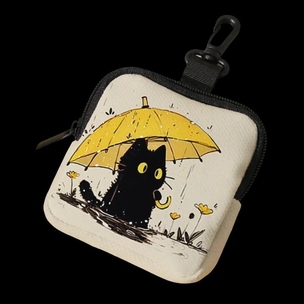 Cat Print Mini Coin Purse Waterproof Artificial Leather Earphone Card Bag 8