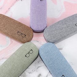 linen fabric hard-shell glasses case – protective eyewear cover for sunglasses & spectacles