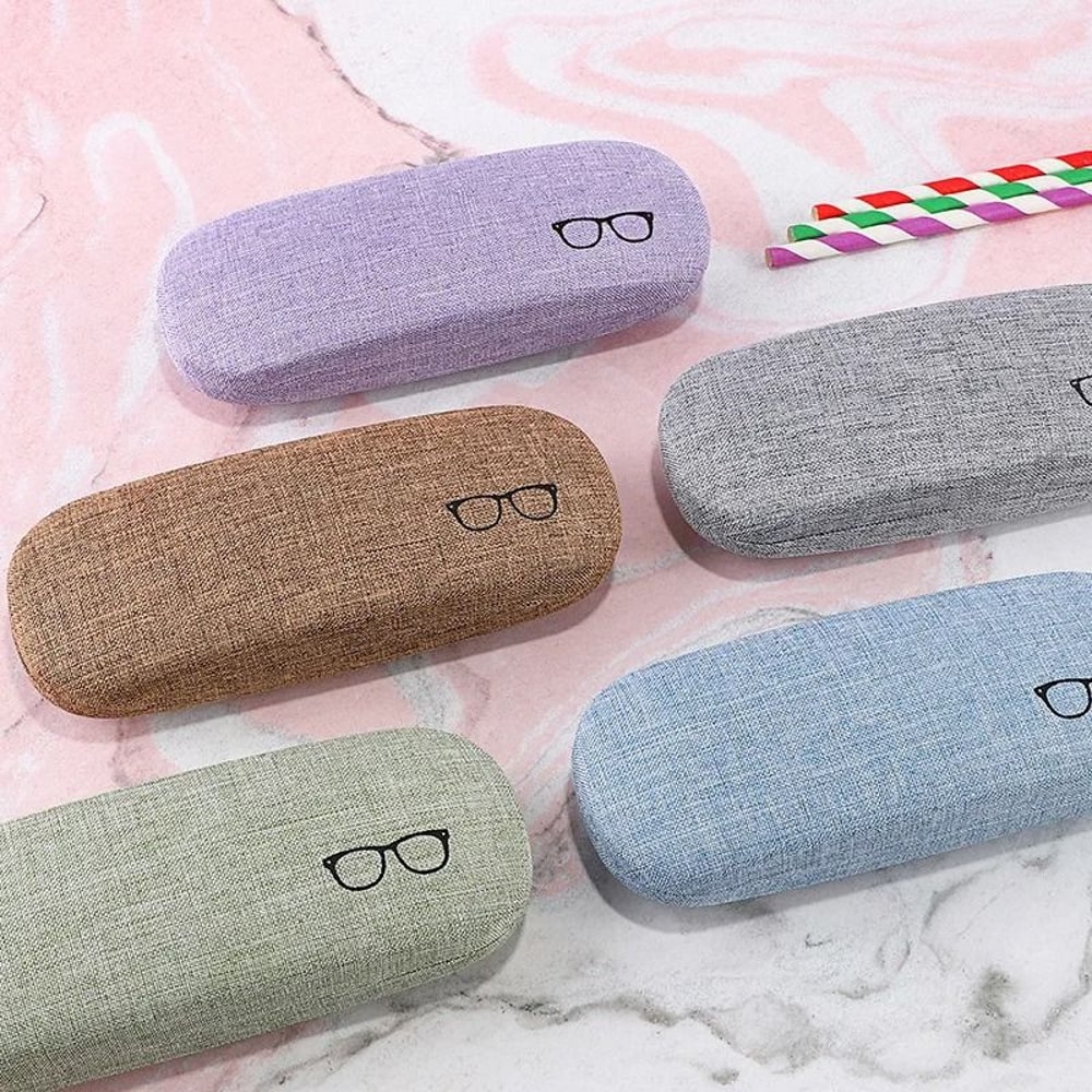 Linen Fabric HardShell Glasses Case Protective Eyewear Cover For Sunglasses Spectacles 2