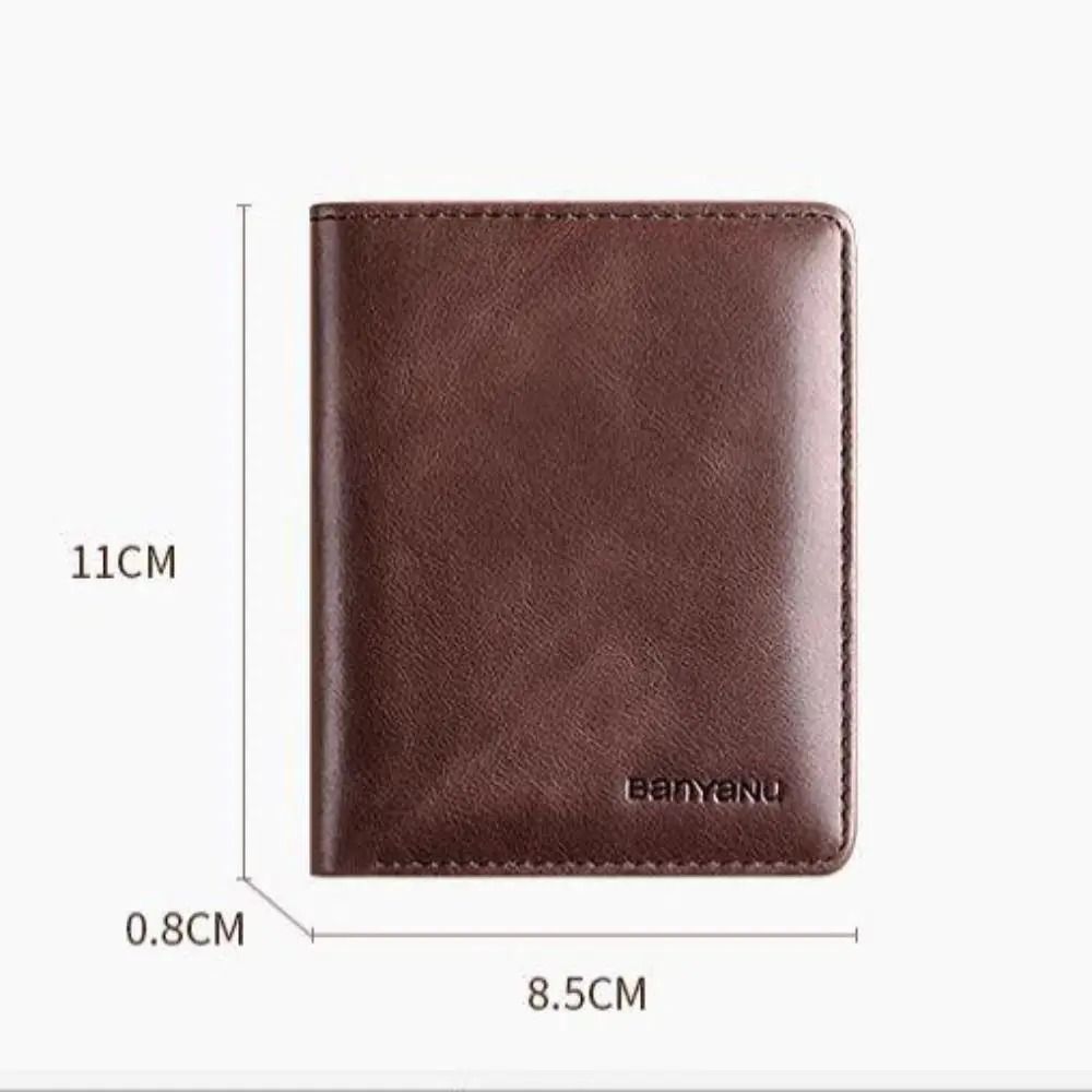 Vintage Leather Mini Slim Wallet RFIDBlocking Money Clip Card Holder For Men 5